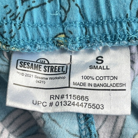 Sesame Street Pants Mens Small Blue Pull On Drawstring Sleep Lounge Big Bird - Picture 3 of 9